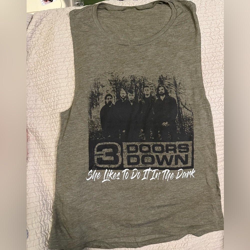 3 Doors Down Concert Sleeveless Tank Top Large Olive Green